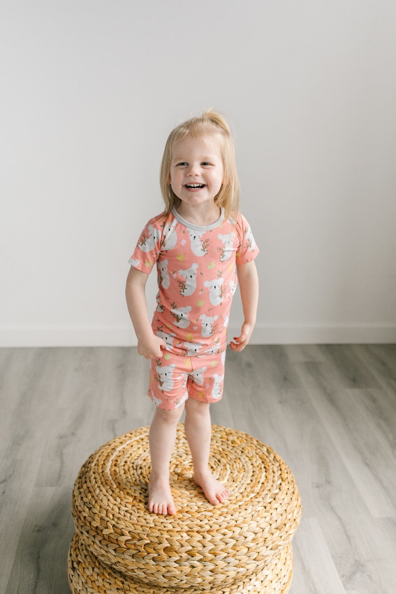 Coral Koala Bamboo Short Sleeve & Short Set