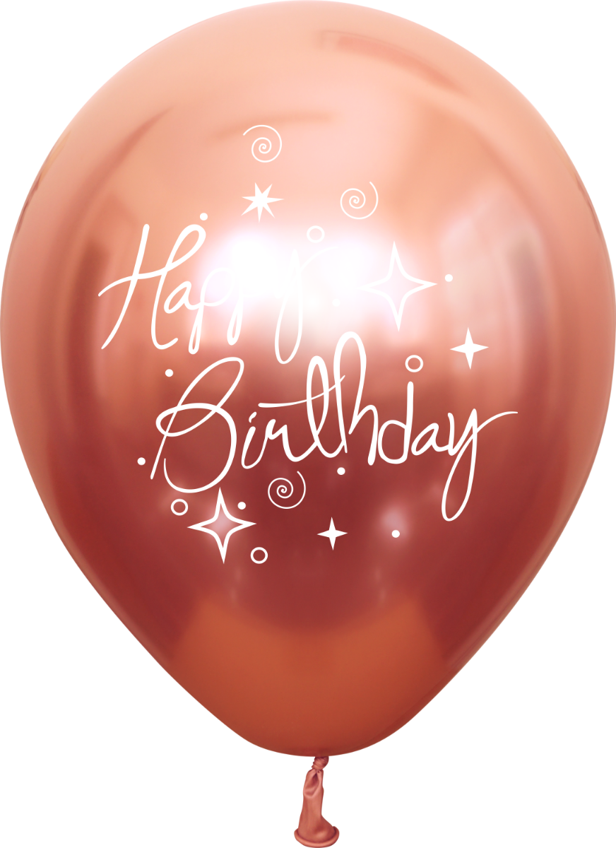 Mirror Happy Birthday Rose Gold Latex Balloons 11"