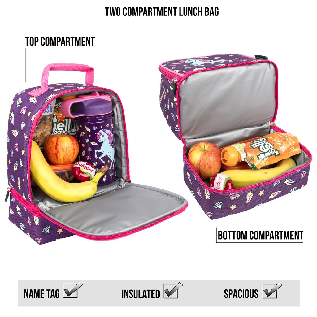 Lunch Bag Double Decker - Diamond Unicorn