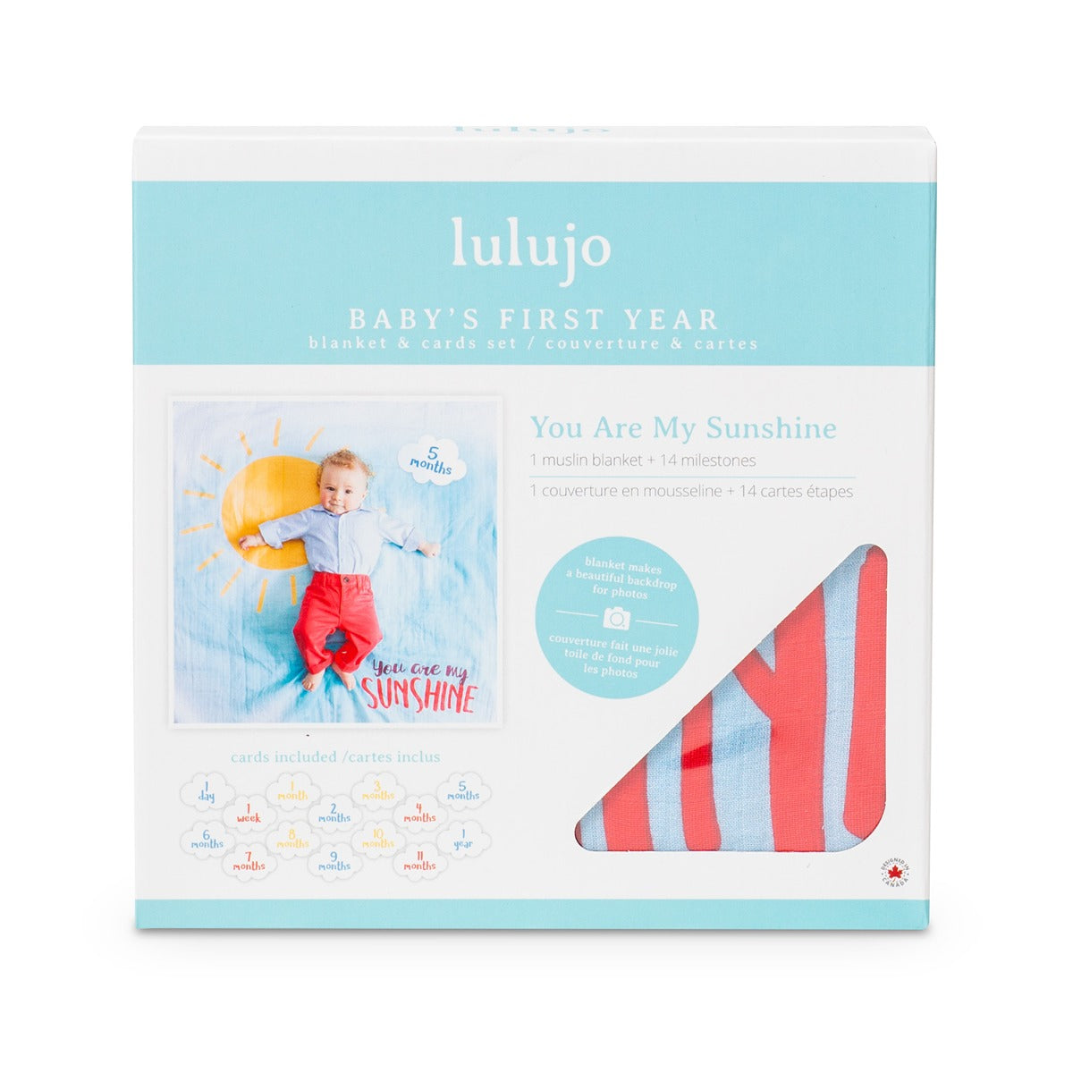 طقم بطانية وبطاقات السنة الأولى للطفل - أنت شمسي المشرقة