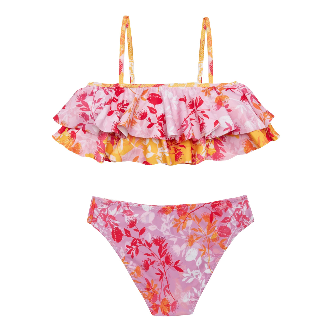 Girl's Double Ruffled Bikini Botanical