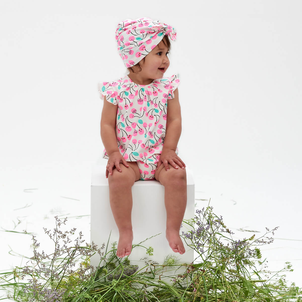 Pink Cherries Turban Style Hat