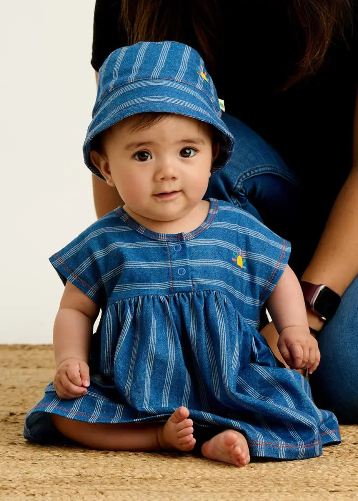 Milena - Denim Pinstripe Baby & Kids Dress