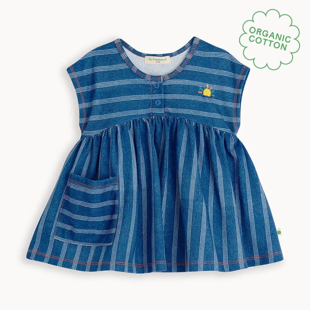 Milena - Denim Pinstripe Baby & Kids Dress