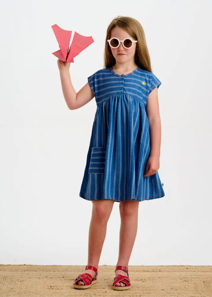 Milena - Denim Pinstripe Baby & Kids Dress