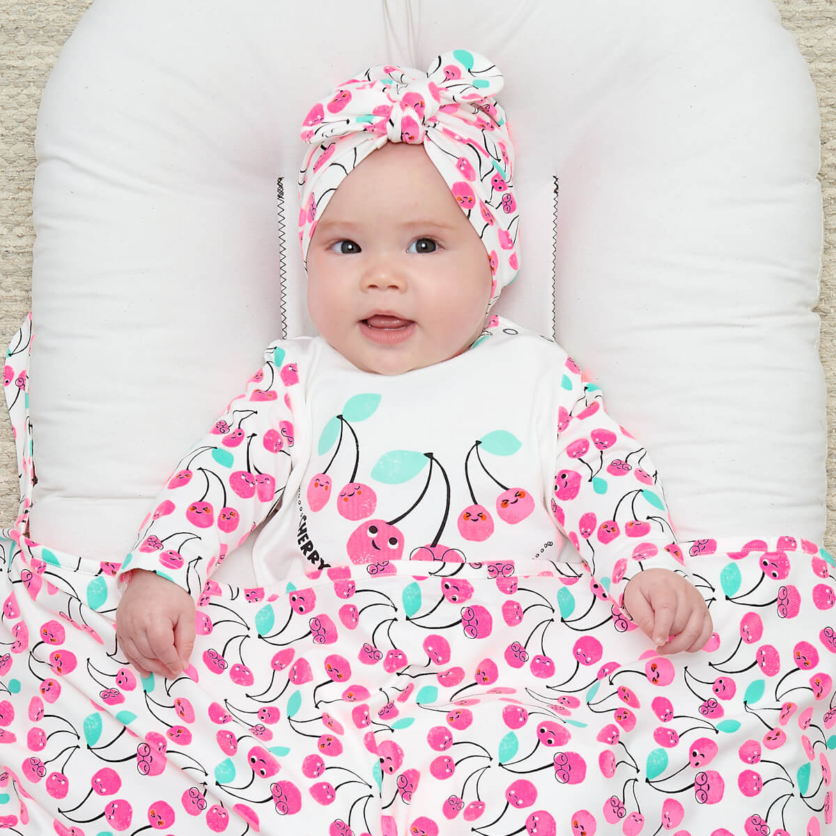 Pink Cherries Turban Style Hat