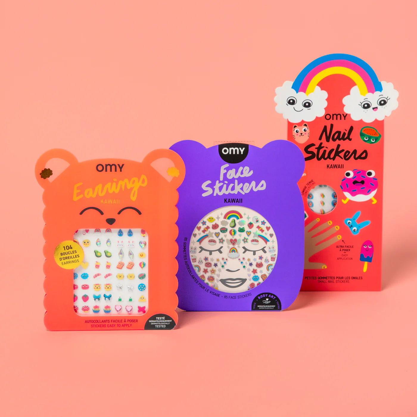 Combo Set Face, Earrings & Nail Stickers - Kawai