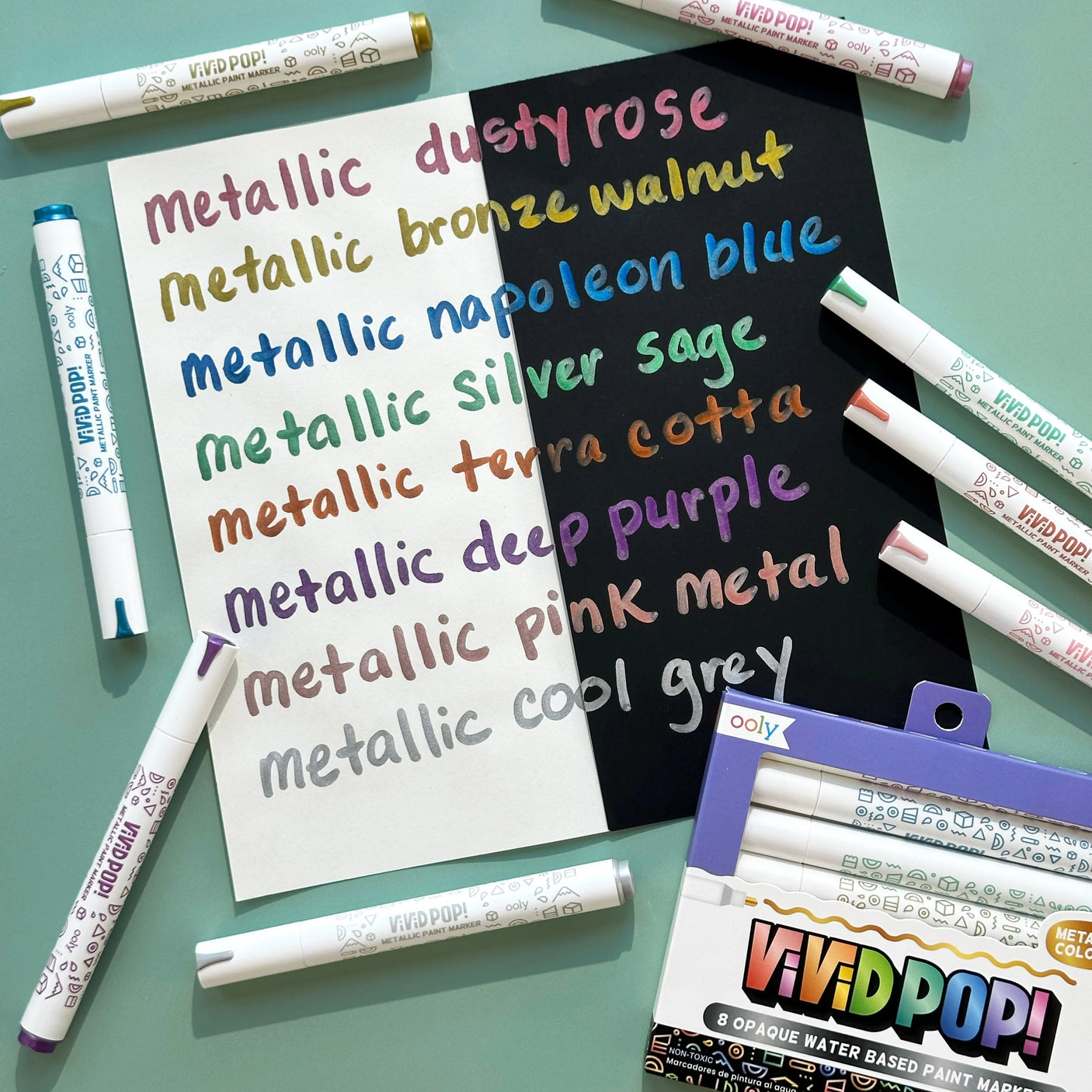 Metallic Colors Vivid Pop Opaque Water Based Markers