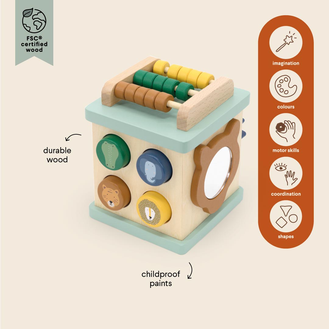 مكعب نشاط صغير خشبي