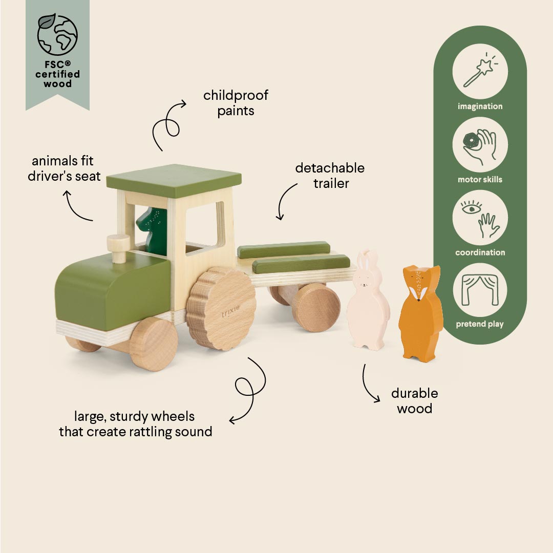 جرار خشبي مع مقطورة