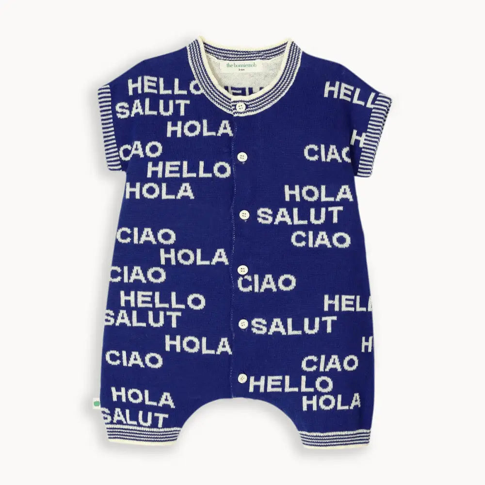 Paxos - Navy & Cream Knit Baby Playsuit