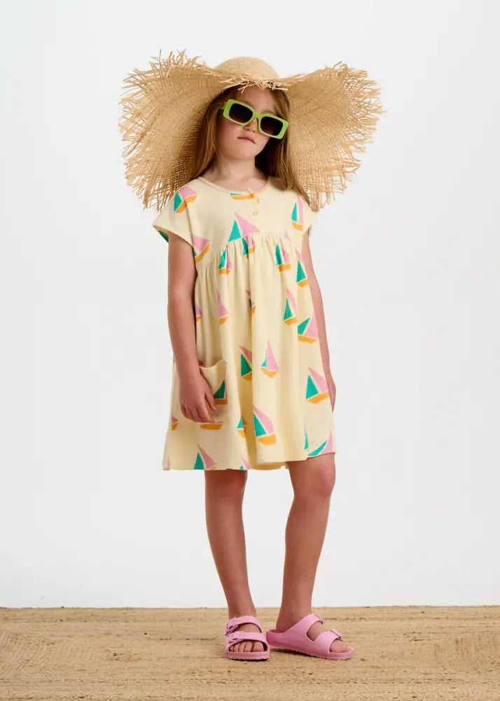 Taya - Pink Sailboat Baby & Kids Sun Dress