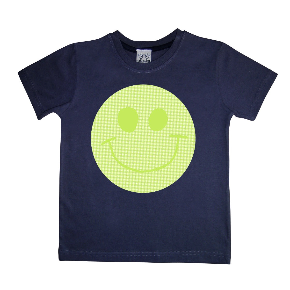Tee Light/Glow up T-shirt Smiley Face Navy/Yellow