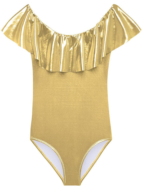 Gold Full Shoulder Swimsuit