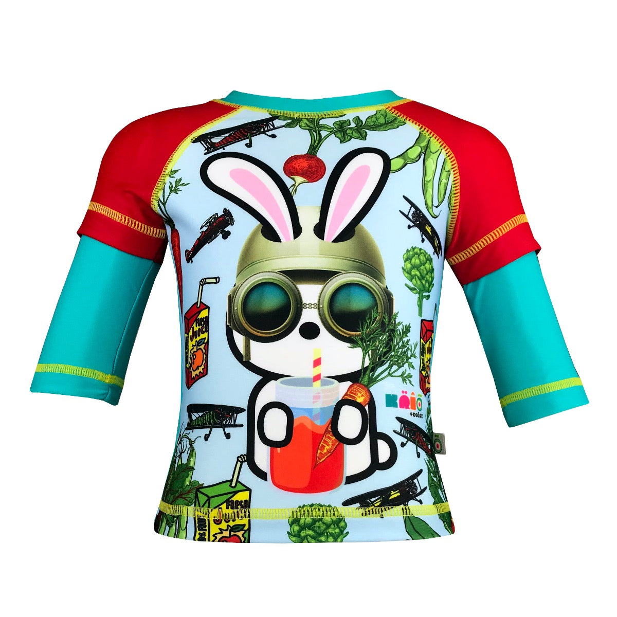 Boy Set of Swim Shorts with Rashguard - Bunny Veggies