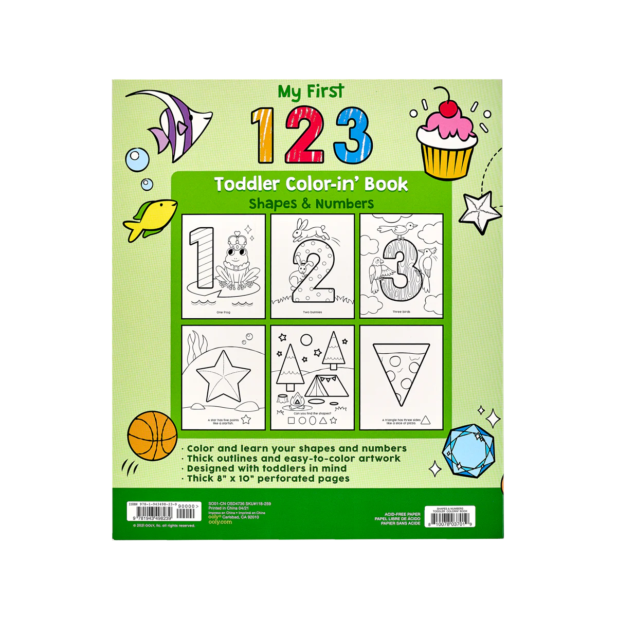123: Shapes + Numbers Toddler Coloring Book