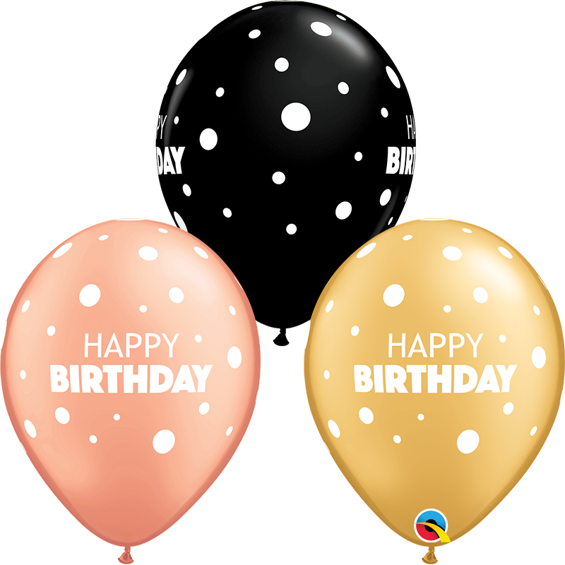 Big & Little Dots Happy Birthday Latex Balloon 11"