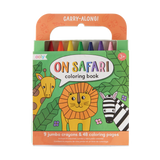 Coloring Book and Crayon Set - On Safari - Set of 9 Crayons