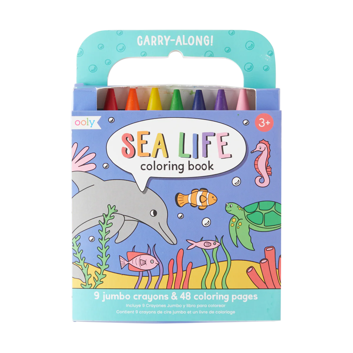 Coloring Book and Crayon Set - Sea Life - Set of 9 Crayons