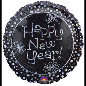 Holographic Happy New Year Sparkles Foil Balloon 18"