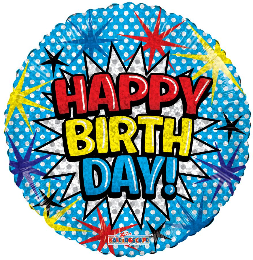 Happy Birthday Comic Font Foil Balloon 18"