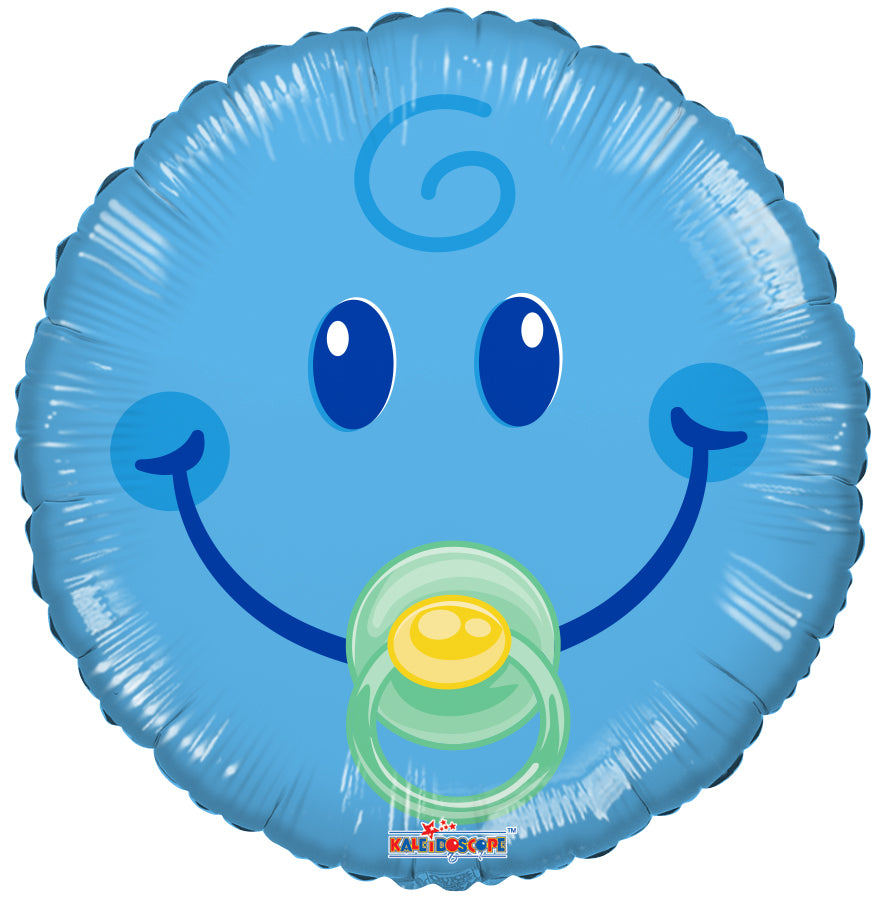 Smiley Boy With Pacifier Foil Balloon 18"