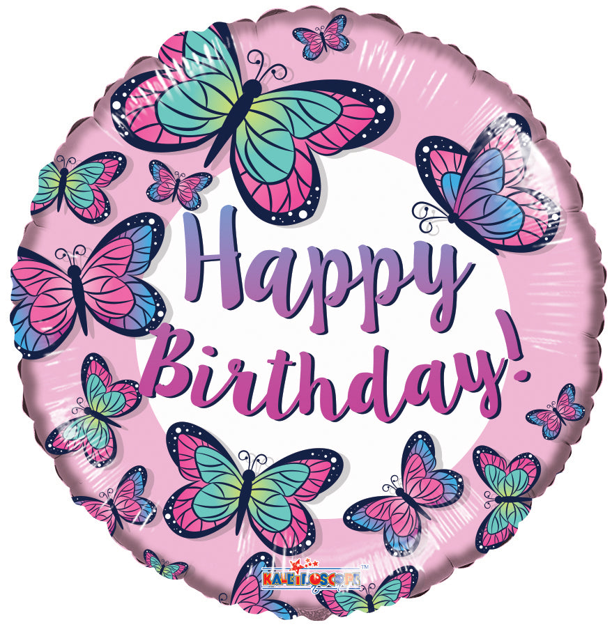 Birthday Butterflies Foil Balloon 18"