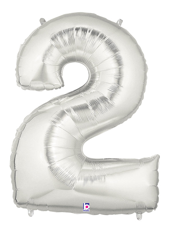 40" Number 2 Balloon Silver