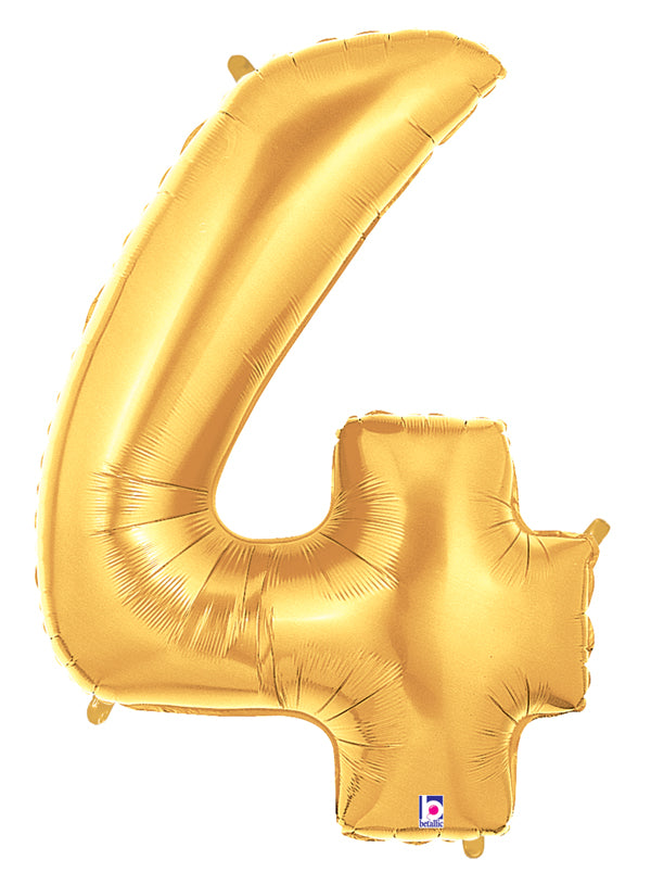 40" Number 4 Balloon Gold