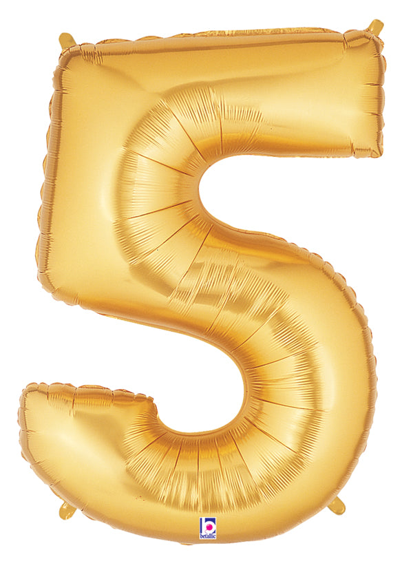 40" Number 5 Balloon Gold