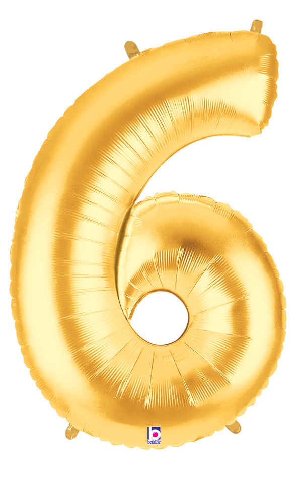 40" Number 6 Balloon Gold