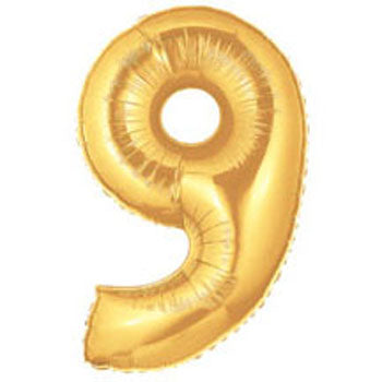 40" Number 9 Balloon Gold