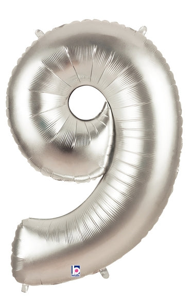 40" Number 9 Balloon Silver