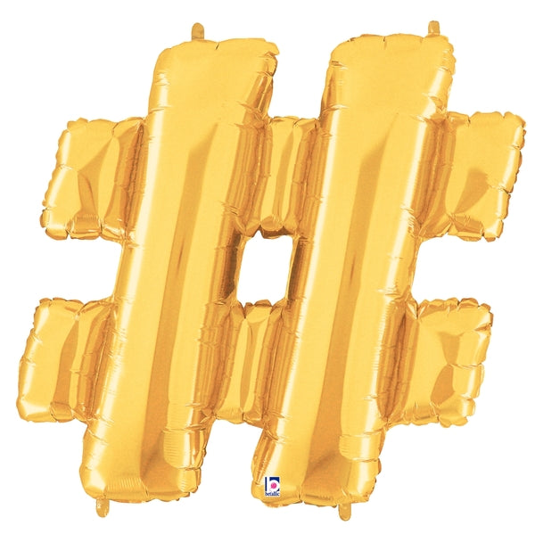 Gold Hashtag Foil Balloon 100cm