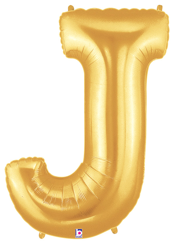 Gold Letter J Foil Balloon 100cm