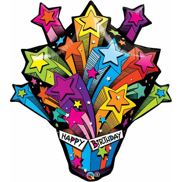 Shooting Stars Birthday Present Foil Balloon 35"