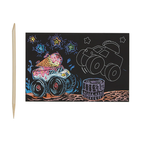 Monster Truck Mini Scratch and Scribble Art Kit
