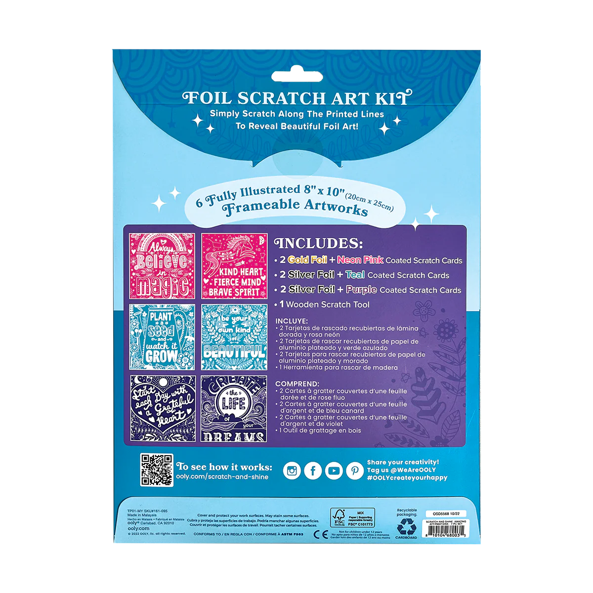Scratch and Shine Foil Scratch Art Kit - Amazing Affirmations