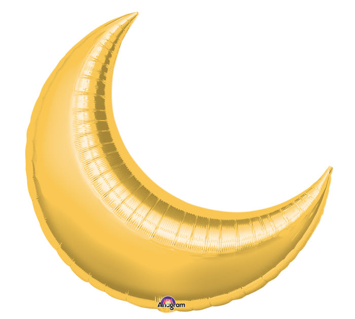 Gold Crescent Moon Foil Balloon 35"