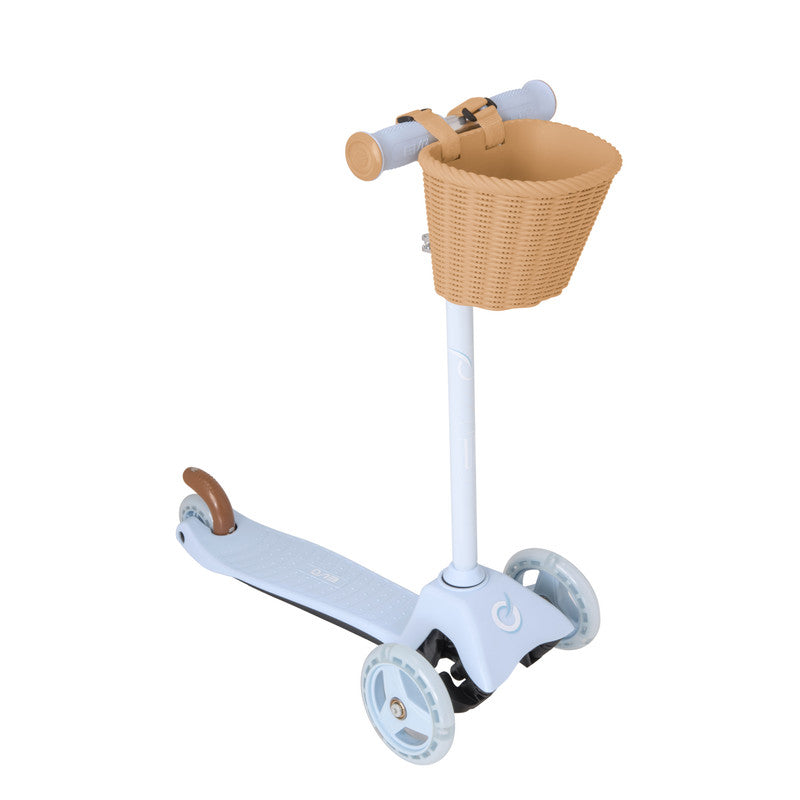 سكوتر إيفو ميني كروزر أزرق سماوي – سكوتر للأطفال مع سلة أمامية / لعبة ركوب بإضاءة