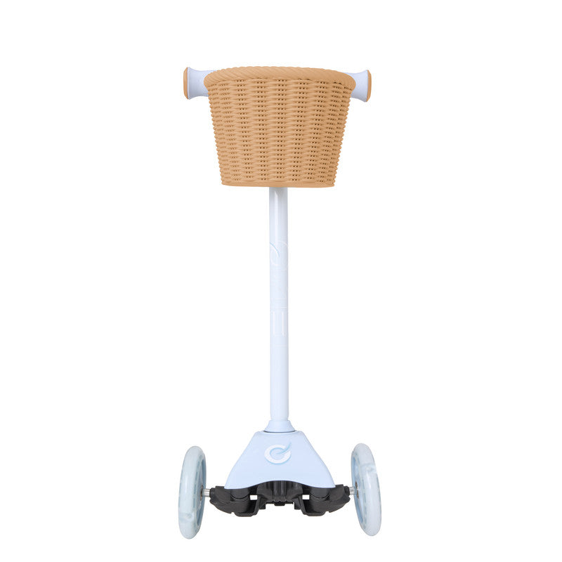 سكوتر إيفو ميني كروزر أزرق سماوي – سكوتر للأطفال مع سلة أمامية / لعبة ركوب بإضاءة