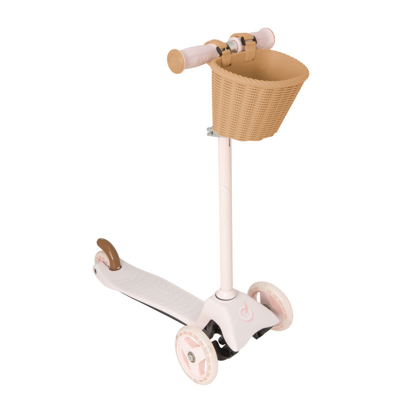 سكوتر إيفو ميني كروزر وردي باستيل – سكوتر للأطفال مع سلة أمامية / لعبة ركوب بإضاءة