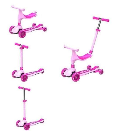 سكوتر إيفو 4 في 1 إيفولف – سكوتر متعدد الأوضاع للأطفال باللون الوردي