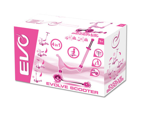 سكوتر إيفو 4 في 1 إيفولف – سكوتر متعدد الأوضاع للأطفال باللون الوردي