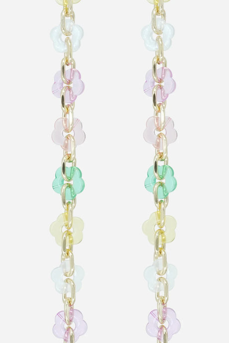 Cassy Long Chain with Transparent Pastel Flowers 120 cm