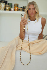 Liviya Long Chain with Brown Beads 120 cm