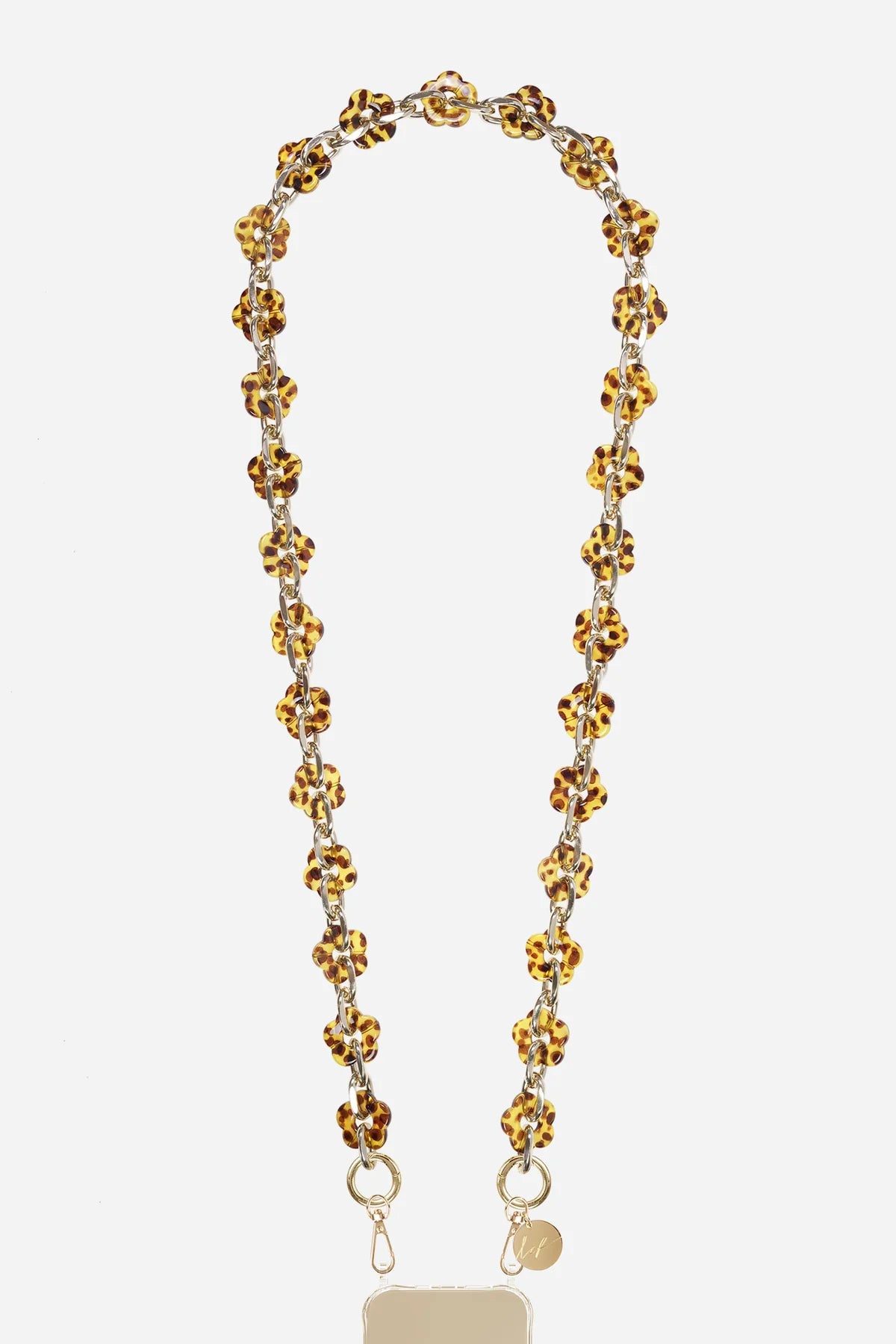 Cassy Long Chain with Tortoiseshell Flowers 120 cm