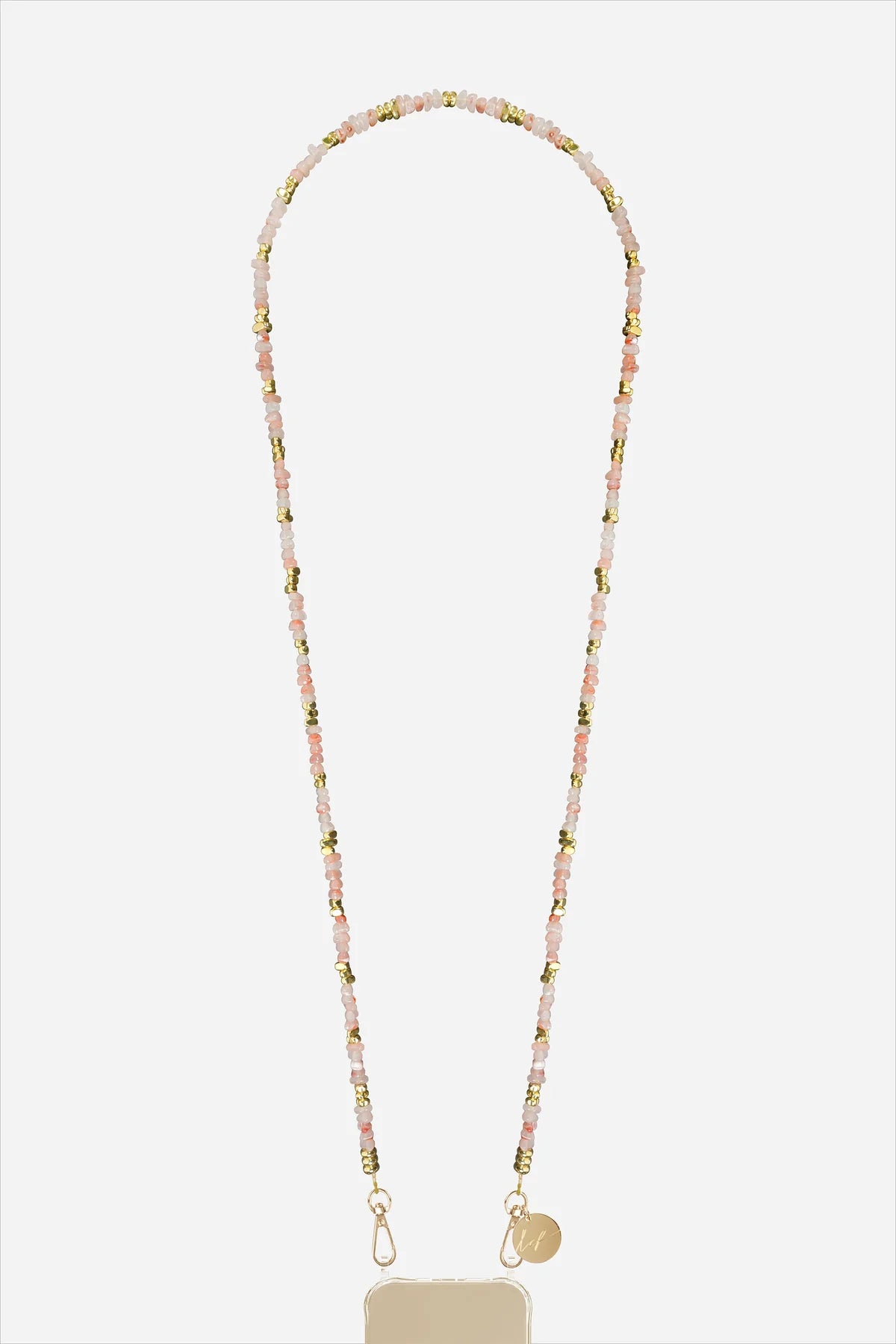 Liviya Long Chain with Pink and Gold Beads 120 cm