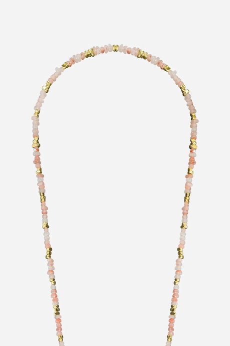 Liviya Long Chain with Pink and Gold Beads 120 cm