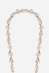 Cassy Long Chain with Transparent Pink Flowers 120 cm